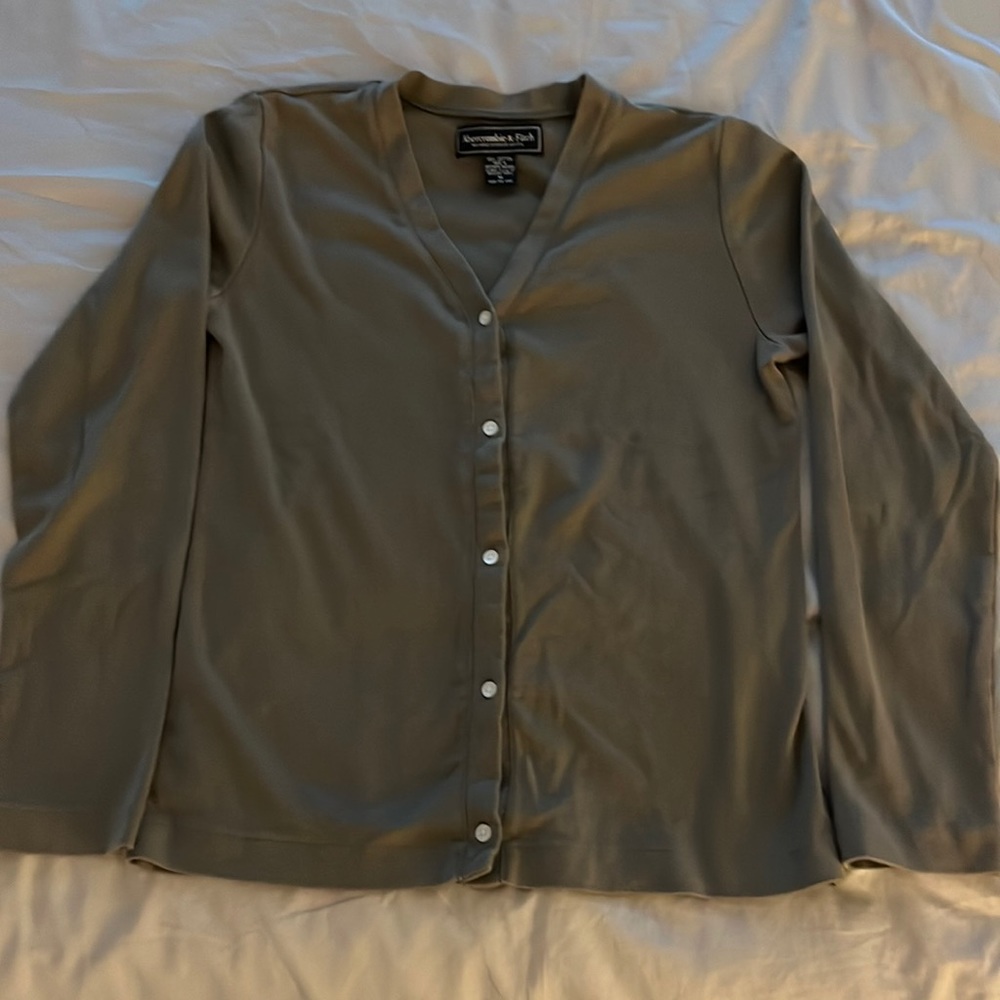 Vintage green sage Abercrombie cotton cardigan m medium